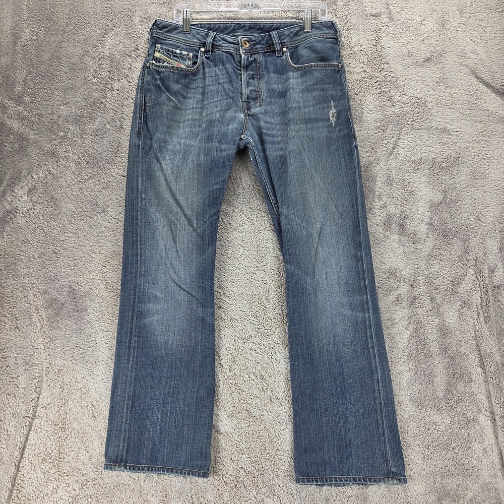 Diesel Jeans Mens 33x32 Blue Zatiny Regular Bootcut Made Italy Altered Hem 008RQ